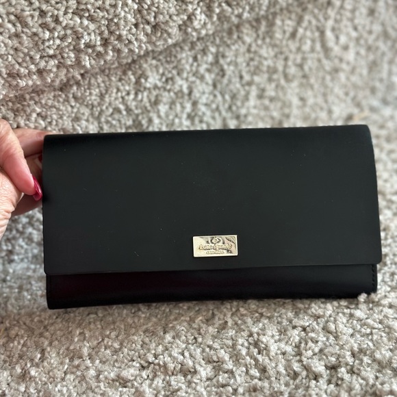 Kate Spade Smooth Black Leather Wallet Sleek Minimalist Design - Picture 2 of 8